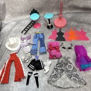 LOL Surprise Doll OMG Remix Lonestar Clothing Lot Shoes Stools Hangers Stand